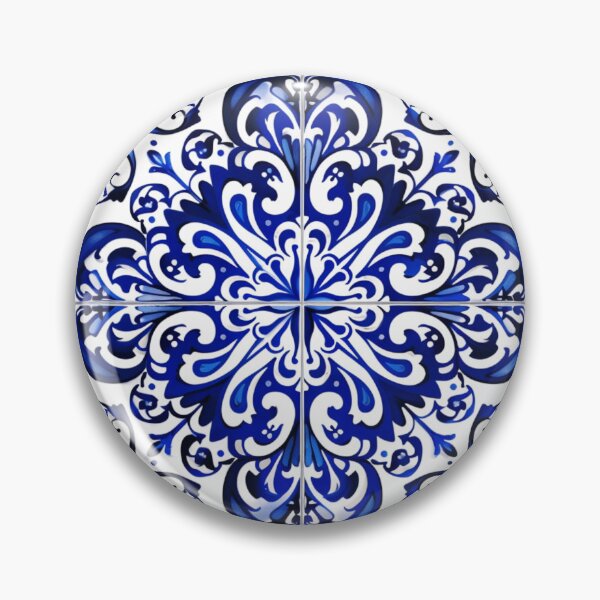 Item preview, Indigo Azulejo Blue Portuguese Mandala Tiles Pattern – Elegant Mediterranean Vintage Design designed and sold by PRINYOS.