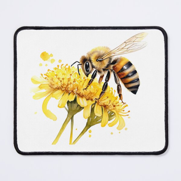 Item preview, Watercolor bee on yellow flower designed and sold by Simplysnowden.