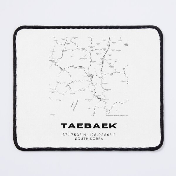 Item preview, Minimalist Taebaek Map – Mountain City of Korea in Monochrome Design designed and sold by RM-Journey.