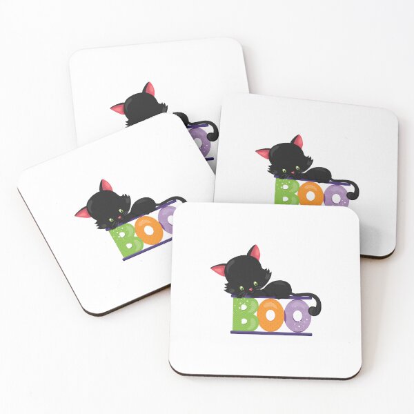 Item preview, Black Kitten Lying on Halloween "BOO" Letters designed and sold by Polarisofficial.