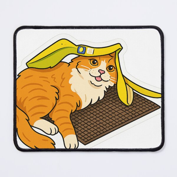 Item preview, Cartoon Cat with Banana Peel Hat designed and sold by Wandertrace.