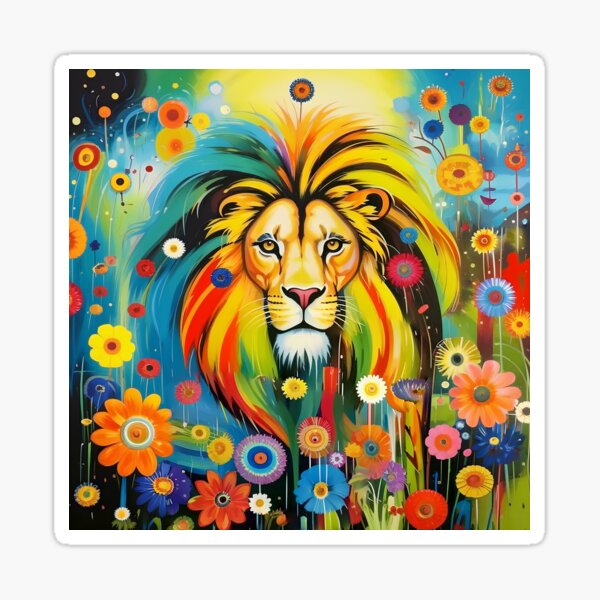 Item preview, Beautiful noble lion in meadow flowers.  designed and sold by Natalia-Vlad.