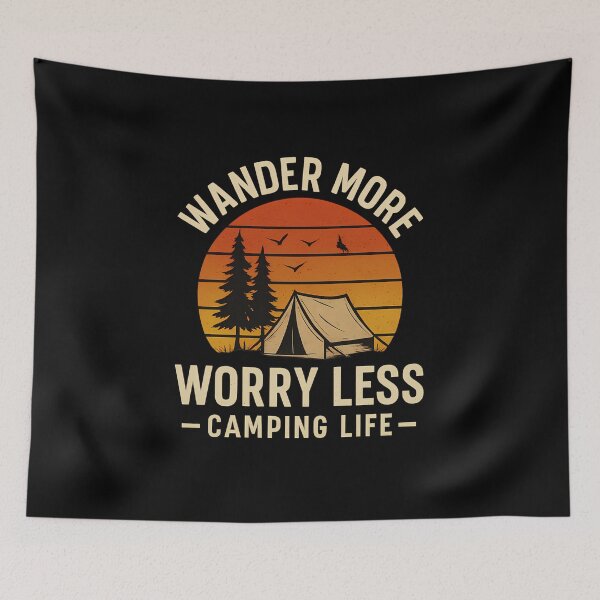Item preview, Rustic Camping Scene with Tent, Pine Trees, and Motivational Text on Sunset Background designed and sold by ElenaHrubes.