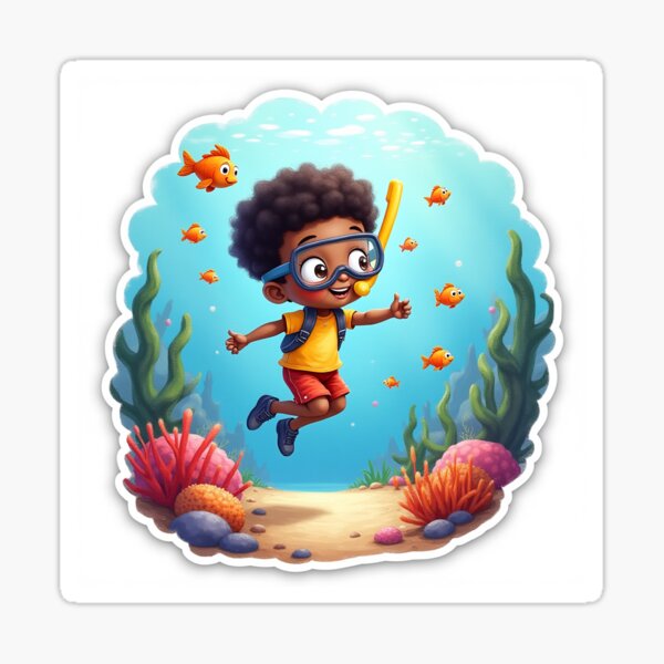Item preview, Cute snorkeling little boy designed and sold by seahorse crossing.