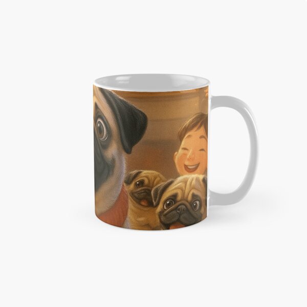 Item preview, Cute Cartoon Pugs With Kids In Cozy Home  designed and sold by THISPUGVIBE.