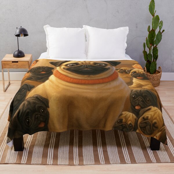 Item preview, Cute Cartoon Pugs With Kids In Cozy Home designed and sold by THISPUGVIBE.