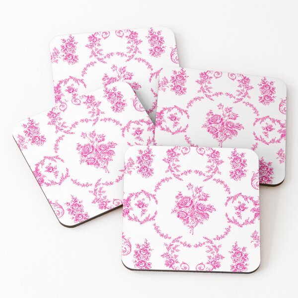 Item preview, rococo floral botanical antique ornate hot pink toile designed and sold by Gossip Rag.