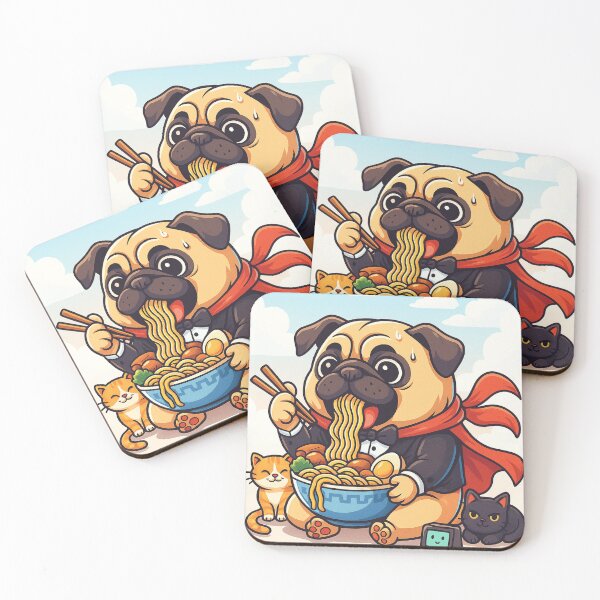Item preview, Cute Pug Noodles Art  designed and sold by THISPUGVIBE.