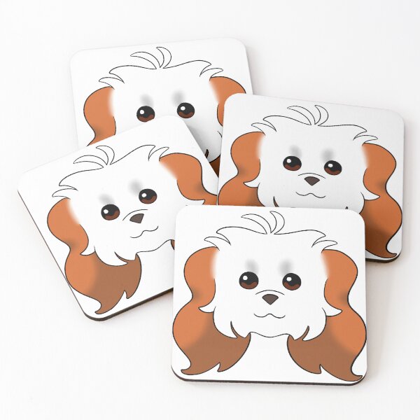 Item preview, White Long Ear Maltipoo Red Ears designed and sold by OliRoseArt.
