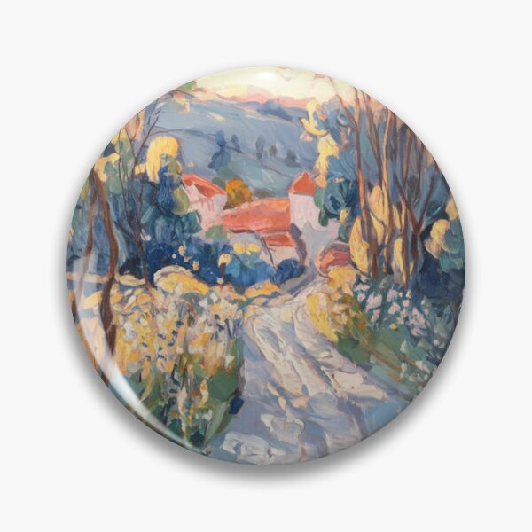 Item preview, Pathway to Provence | Flower-Lined Country Road with Red Roofs – Impressionist French Landscape designed and sold by CARRAANN.
