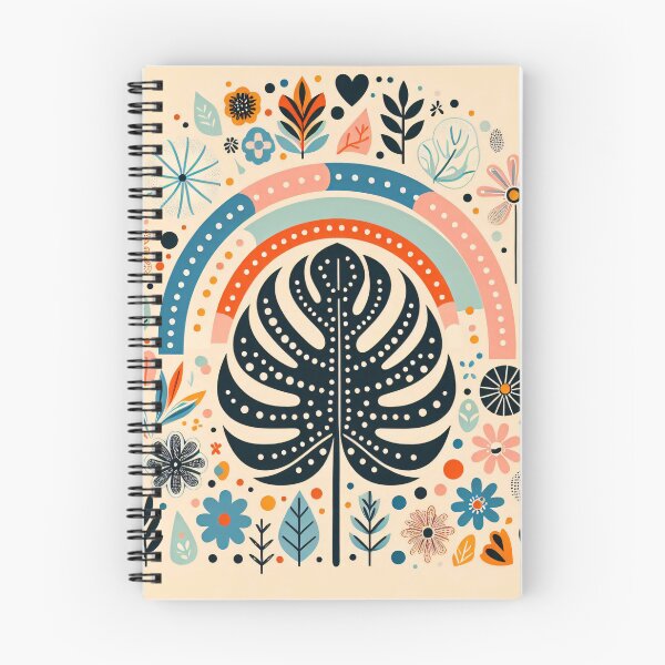 Item preview, Monstera Leaf Rainbow Vibrant Tropical Bloom - Scandinavian Folk Art by heidiannemorris © designed and sold by FOLK ART FUSION.