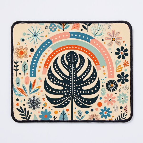 Item preview, Monstera Leaf Rainbow Vibrant Tropical Bloom - Scandinavian Folk Art by heidiannemorris © designed and sold by FOLK ART FUSION by heidiannemorris.