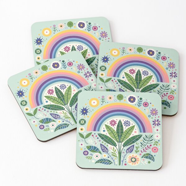 Item preview, Bird of Paradise Leaf Rainbow Vibrant Tropical Display - Scandinavian Folk Art by heidiannemorris © designed and sold by FOLK ART FUSION by heidiannemorris.