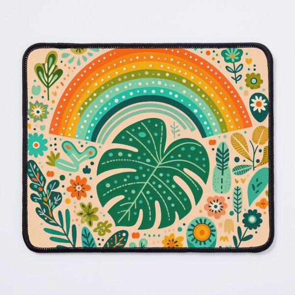 Item preview, Monstera Leaf Rainbow Intricate Tropical Bloom - Scandinavian Folk Art by heidiannemorris © designed and sold by FOLK ART FUSION by heidiannemorris.