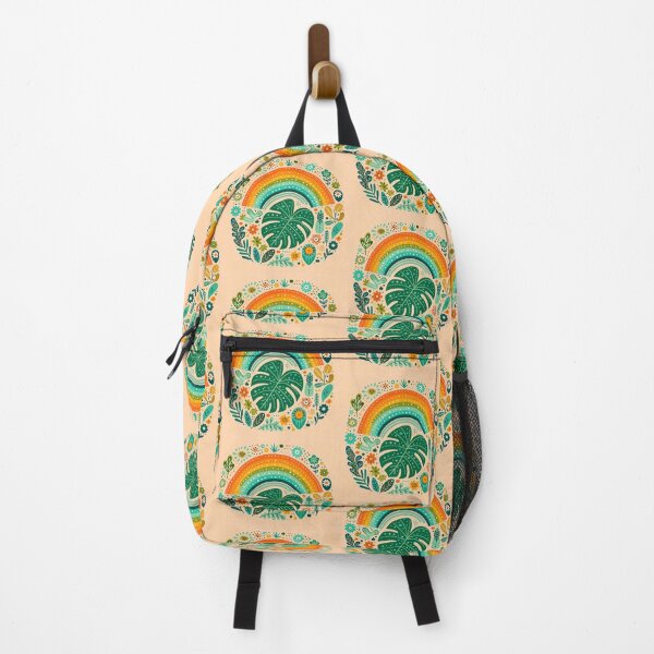 Item preview, Monstera Leaf Rainbow Intricate Tropical Bloom - Scandinavian Folk Art by heidiannemorris © designed and sold by FOLK ART FUSION by heidiannemorris.