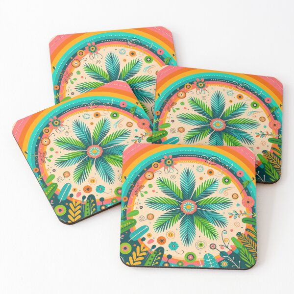 Item preview, Palm Frond Rainbow Vibrant Tropical Display - Scandinavian Folk Art by heidiannemorris © designed and sold by FOLK ART FUSION by heidiannemorris.