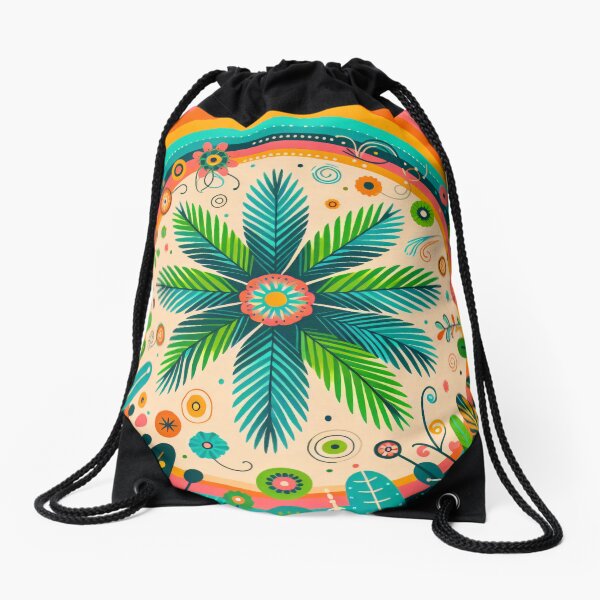 Item preview, Palm Frond Rainbow Vibrant Tropical Display - Scandinavian Folk Art by heidiannemorris © designed and sold by FOLK ART FUSION by heidiannemorris.