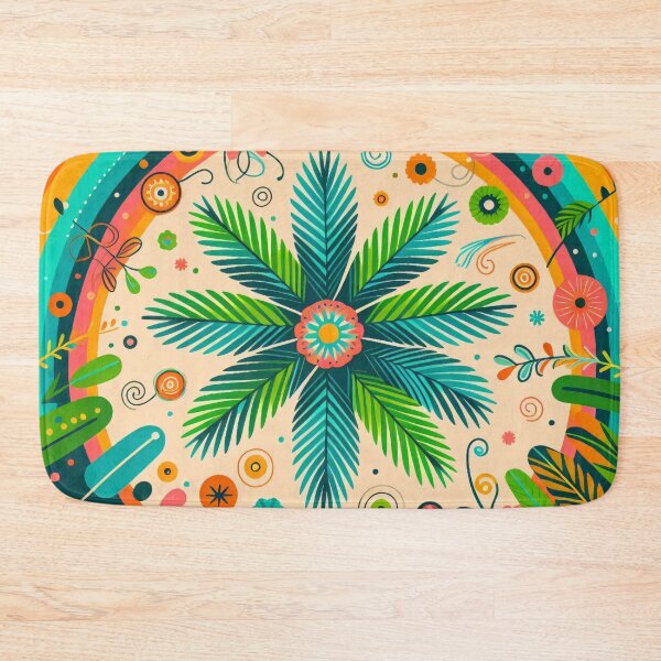 Item preview, Palm Frond Rainbow Vibrant Tropical Display - Scandinavian Folk Art by heidiannemorris © designed and sold by FOLK ART FUSION by heidiannemorris.