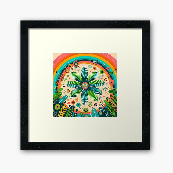 Item preview, Palm Frond Rainbow Vibrant Tropical Display - Scandinavian Folk Art by heidiannemorris © designed and sold by FOLK ART FUSION by heidiannemorris.
