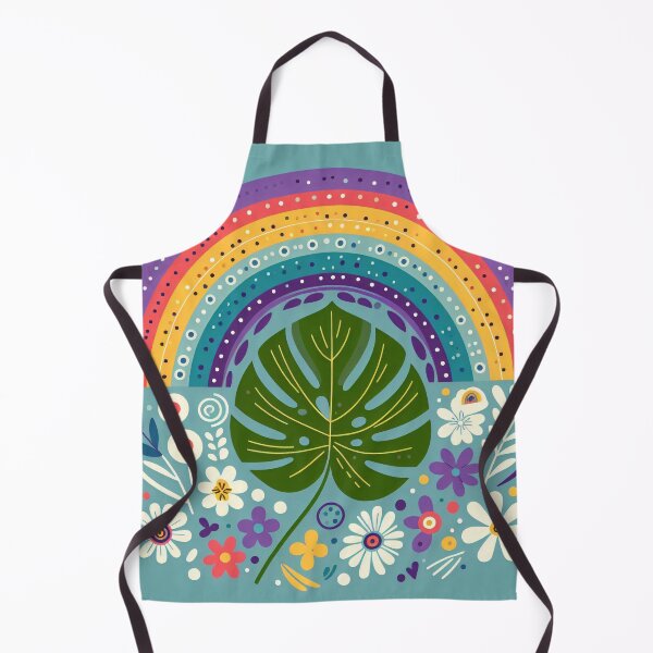 Item preview, Monstera Leaf Rainbow Vibrant Tropical Garden - Scandinavian Folk Art by heidiannemorris © designed and sold by FOLK ART FUSION by heidiannemorris.