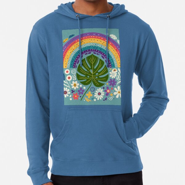 Item preview, Monstera Leaf Rainbow Vibrant Tropical Garden - Scandinavian Folk Art by heidiannemorris © designed and sold by FOLK ART FUSION by heidiannemorris.