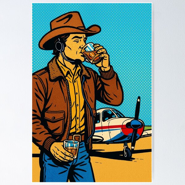 Item preview, cowboy pilot designed and sold by PilotandPlane.
