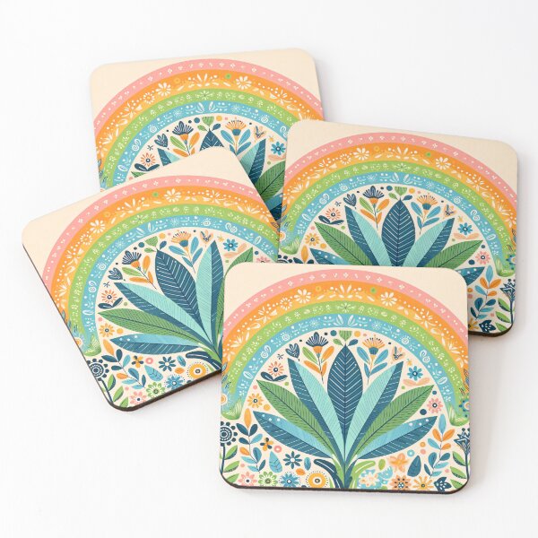 Item preview, Bird of Paradise Leaves Rainbow Vibrant Tropical Display - Scandinavian Folk Art by heidiannemorris © designed and sold by FOLK ART FUSION by heidiannemorris.