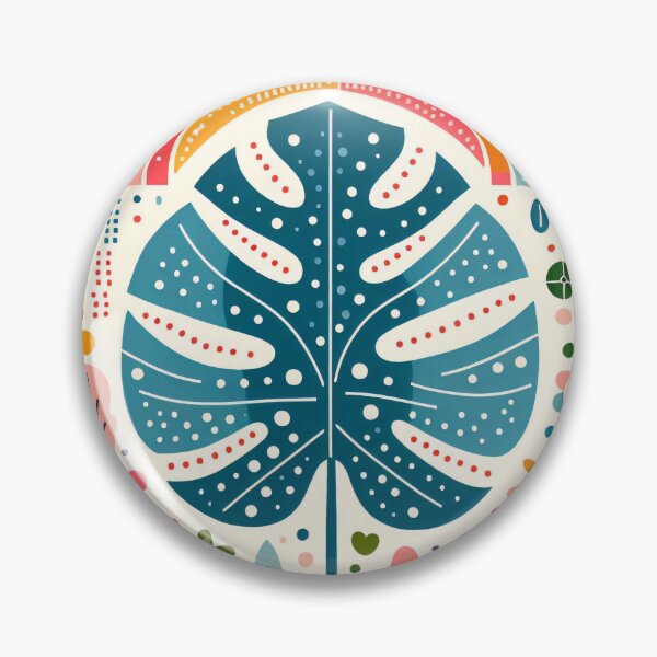 Item preview, Blue Monstera Leaf Rainbow Vibrant Tropical Bloom - Scandinavian Folk Art by heidiannemorris © designed and sold by FOLK ART FUSION by heidiannemorris.