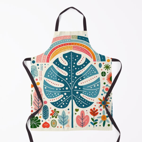 Item preview, Blue Monstera Leaf Rainbow Vibrant Tropical Bloom - Scandinavian Folk Art by heidiannemorris © designed and sold by FOLK ART FUSION by heidiannemorris.