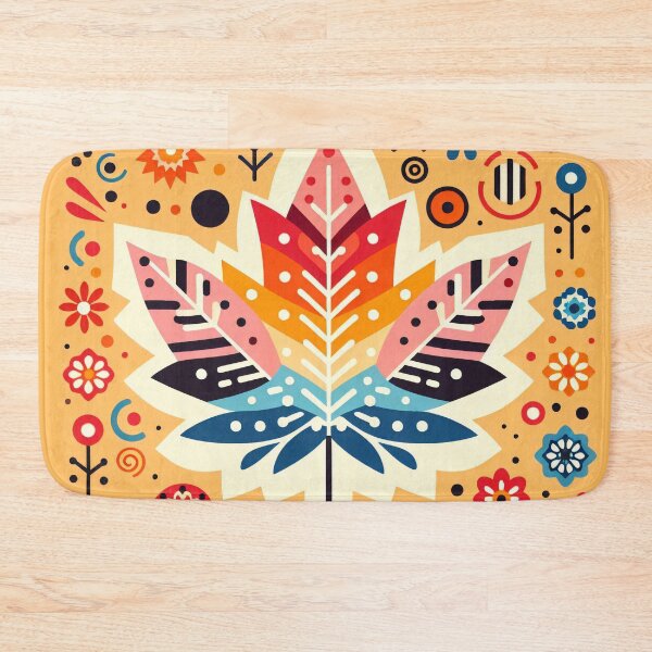 Item preview, Maple Leaf Rainbow Vibrant Autumnal Display - Scandinavian Folk Art by heidiannemorris © designed and sold by FOLK ART FUSION by heidiannemorris.