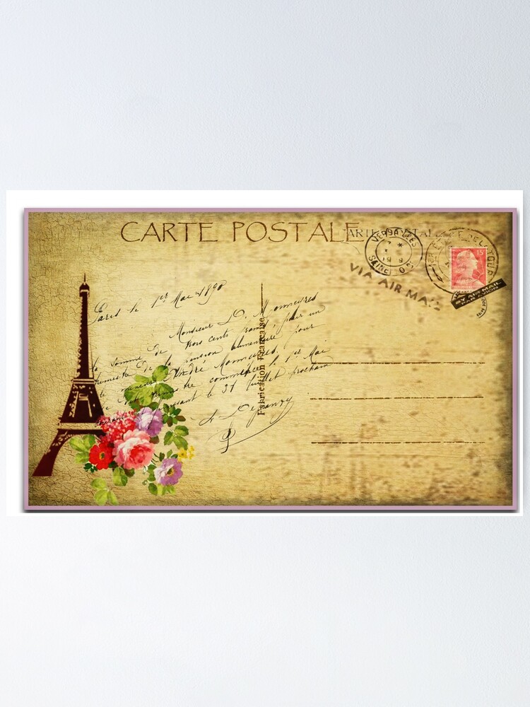 Carte Postale De Paris Postcard From Paris Poster By Cjanderson Redbubble