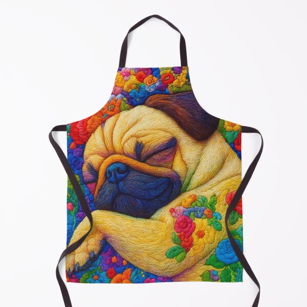 Item preview, Colorful Embroidered Pug Sleeping In Floral Fantasy designed and sold by THISPUGVIBE.