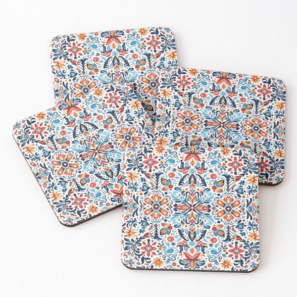 Item preview, Folk Art Pattern Vibrant Floral Motifs - Scandinavian Folk Art by heidiannemorris © designed and sold by FOLK ART FUSION by heidiannemorris.