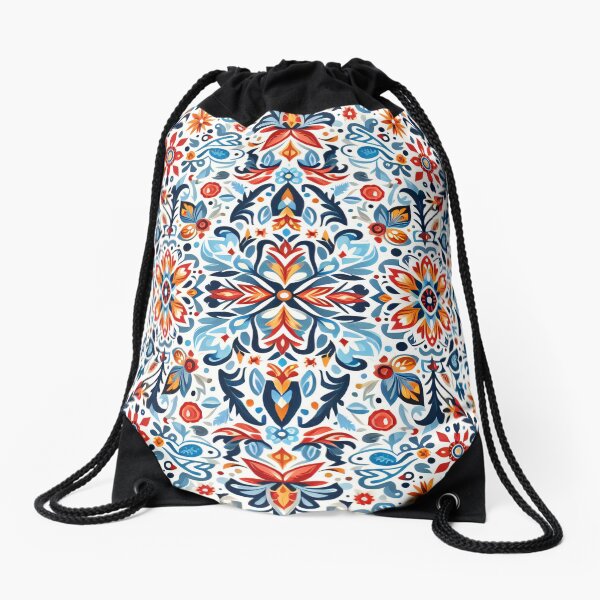 Item preview, Folk Art Pattern Vibrant Floral Motifs - Scandinavian Folk Art by heidiannemorris © designed and sold by FOLK ART FUSION by heidiannemorris.