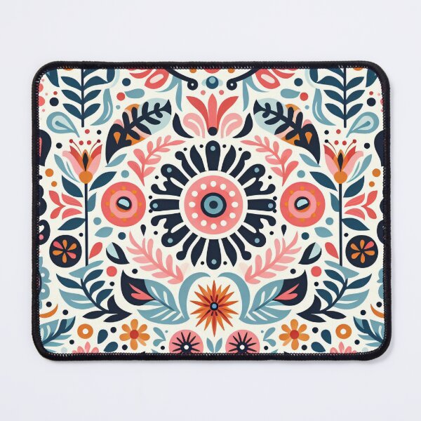 Item preview, Colourful Folk Art Pattern Vibrant Botanical Motifs - Scandinavian Folk Art by heidiannemorris © designed and sold by FOLK ART FUSION by heidiannemorris.