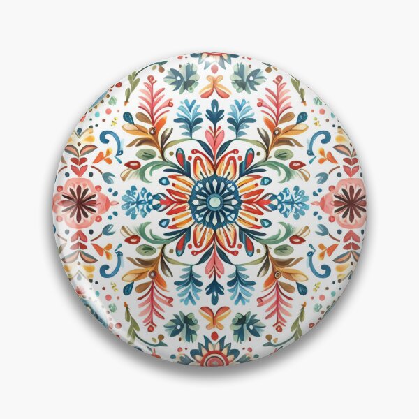 Item preview, Vibrant Folk Art Pattern Intricate Botanical Motifs - Scandinavian Folk Art by heidiannemorris © designed and sold by FOLK ART FUSION by heidiannemorris.