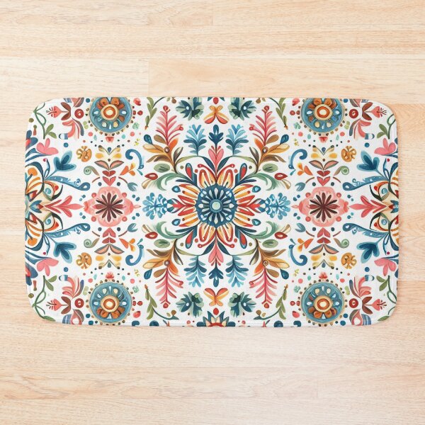 Item preview, Vibrant Folk Art Pattern Intricate Botanical Motifs - Scandinavian Folk Art by heidiannemorris © designed and sold by FOLK ART FUSION by heidiannemorris.