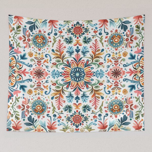 Item preview, Vibrant Folk Art Pattern Intricate Botanical Motifs - Scandinavian Folk Art by heidiannemorris © designed and sold by FOLK ART FUSION by heidiannemorris.