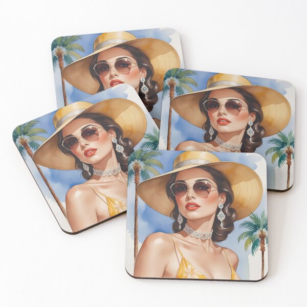 Item preview, Golden Hour Glam – Retro Brunette in Yellow designed and sold by RosieKingArt.