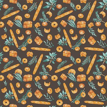 Artwork thumbnail, Bread And Leaves Seamless Pattern by legardenie