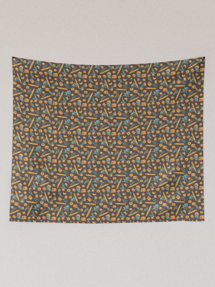 Thumbnail 2 of 3, Tapestry, Bread And Leaves Seamless Pattern designed and sold by legardenie.