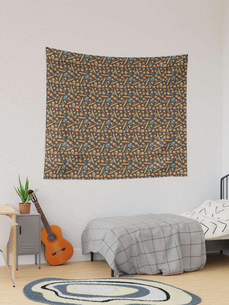 Thumbnail 1 of 3, Tapestry, Bread And Leaves Seamless Pattern designed and sold by legardenie.