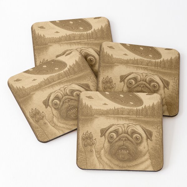 Item preview, UFO Encounter With Shocked Pug - Vintage Alien Art designed and sold by THISPUGVIBE.