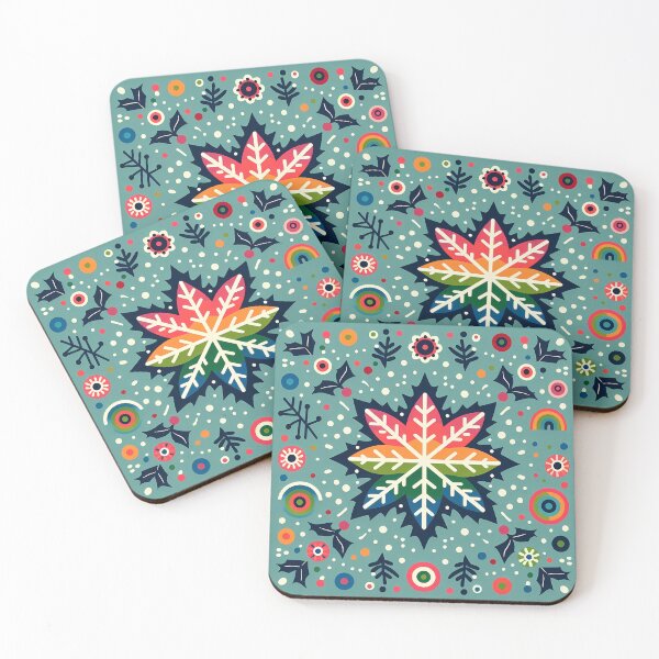 Item preview, Rainbow Snowflake Vibrant Botanical Scene - Scandinavian Folk Art by heidiannemorris © designed and sold by FOLK ART FUSION by heidiannemorris.