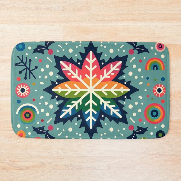 Item preview, Rainbow Snowflake Vibrant Botanical Scene - Scandinavian Folk Art by heidiannemorris © designed and sold by FOLK ART FUSION by heidiannemorris.