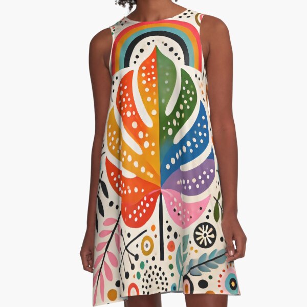 Item preview, Rainbow Monstera Folk Art Vibrant Tropical Bloom - Scandinavian Folk Art by heidiannemorris © designed and sold by FOLK ART FUSION by heidiannemorris.