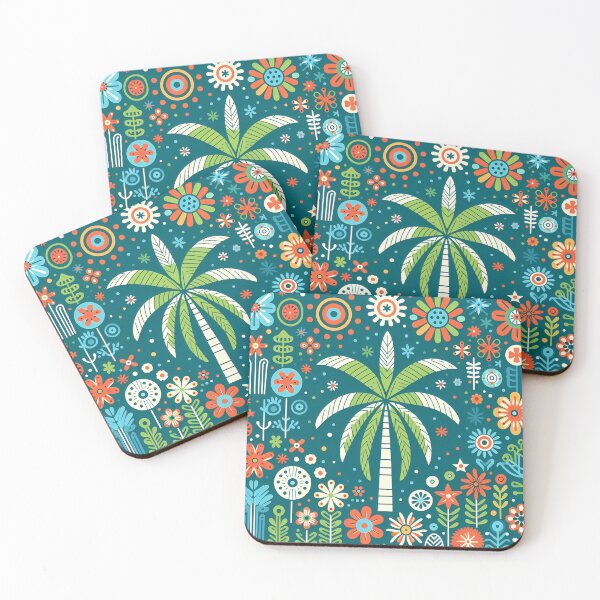 Item preview, Tropical Paradise Palm Tree - Scandinavian Folk Art by heidiannemorris © designed and sold by FOLK ART FUSION by heidiannemorris.