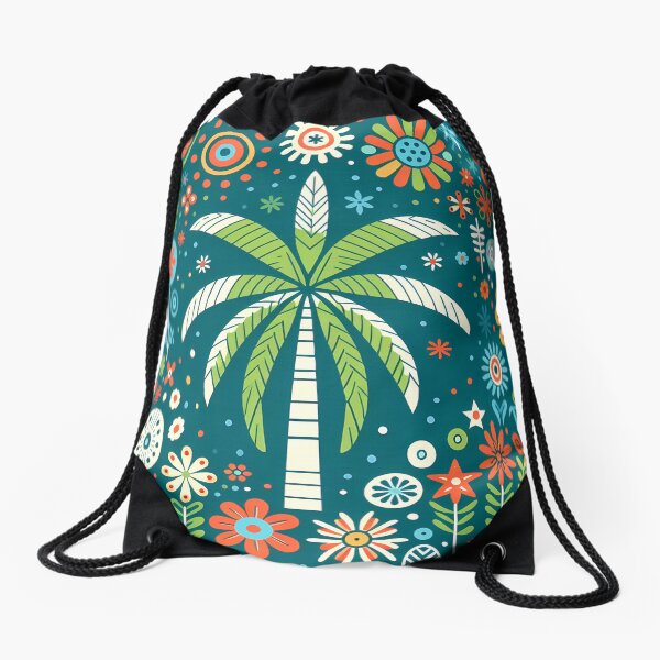 Item preview, Tropical Paradise Palm Tree - Scandinavian Folk Art by heidiannemorris © designed and sold by FOLK ART FUSION by heidiannemorris.
