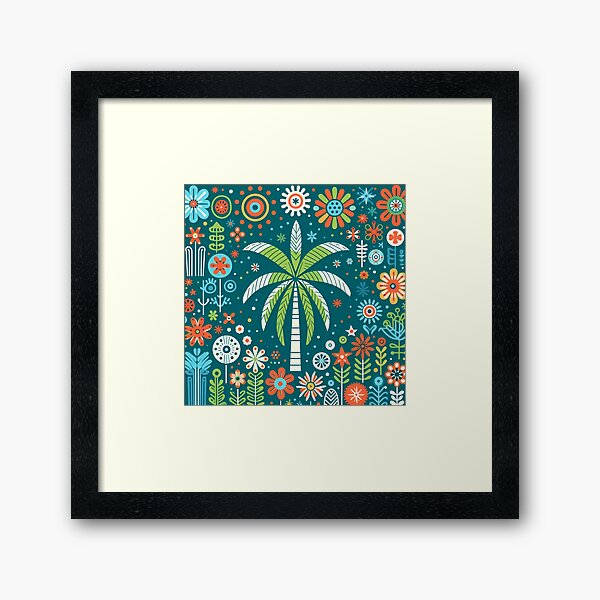 Item preview, Tropical Paradise Palm Tree - Scandinavian Folk Art by heidiannemorris © designed and sold by FOLK ART FUSION by heidiannemorris.