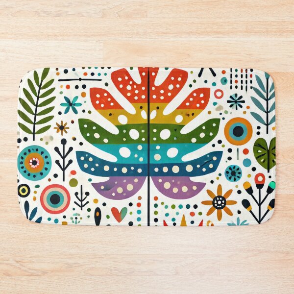 Item preview, Rainbow Monstera Leaf Vibrant Botanical Arrangement - Scandinavian Folk Art by heidiannemorris © designed and sold by FOLK ART FUSION by heidiannemorris.